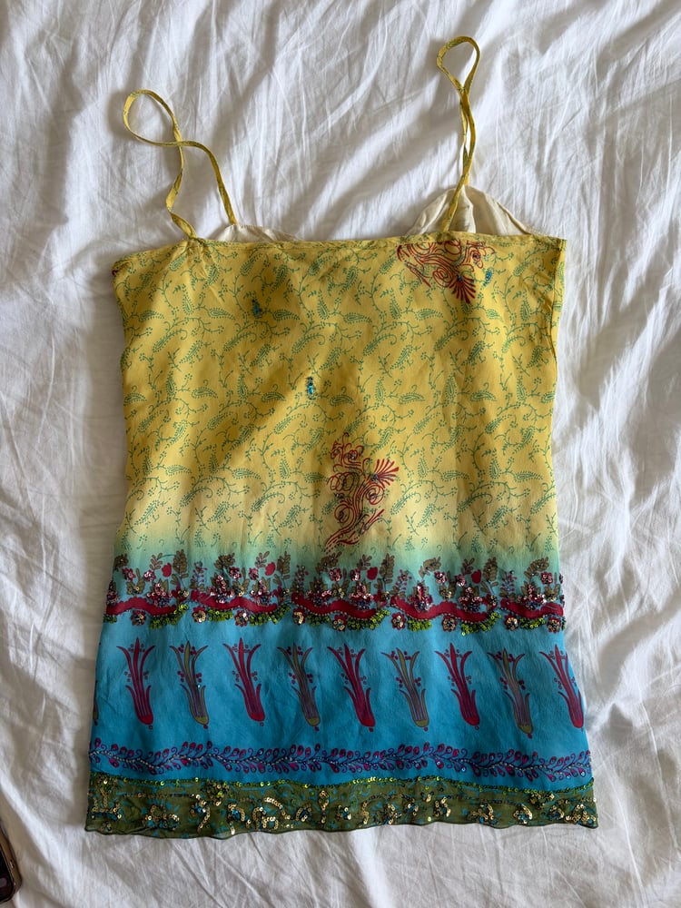 Vintage Y2K silk ombre beaded and sequin mermaid cami