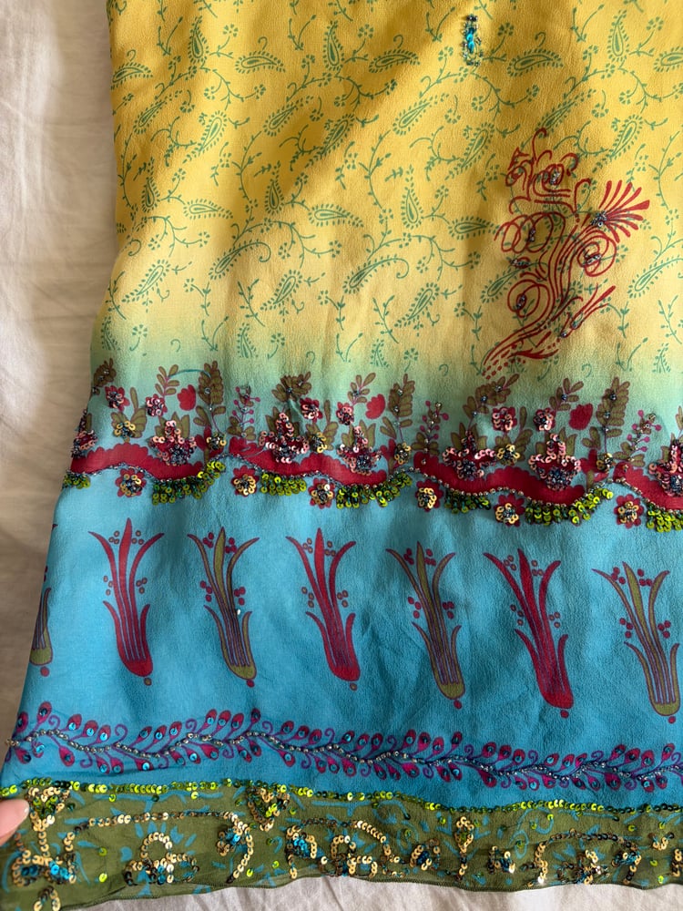 Vintage Y2K silk ombre beaded and sequin mermaid cami