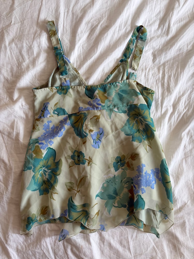 Vintage Y2K floral handkerchief hem cami with sequins