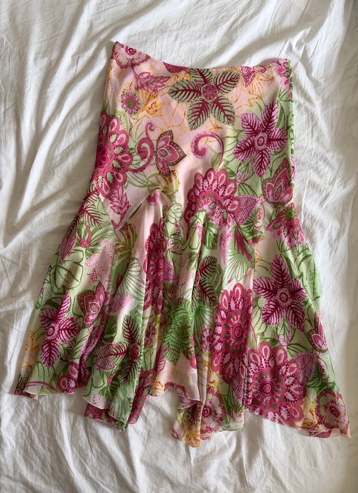 Vintage Y2K floral mermaid hem midi skirt
