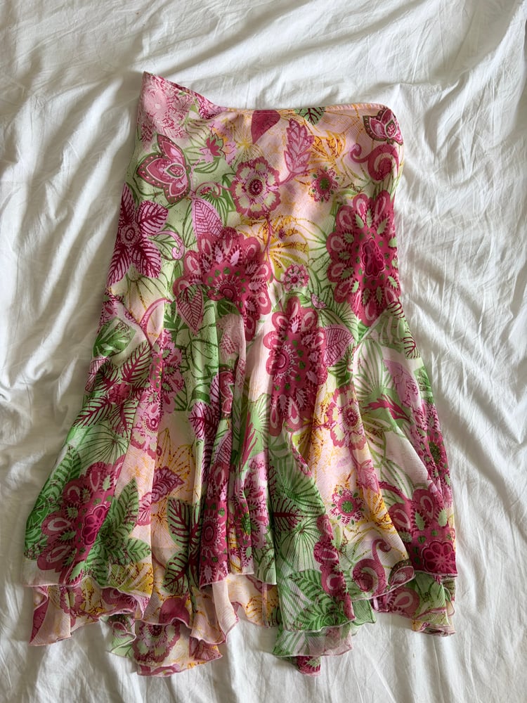 Vintage Y2K floral mermaid hem midi skirt