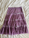Vintage Y2K purple tiered maxi skirt with lace and ribbon