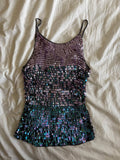 Vintage Y2K sequin blue and purple ombre crochet cami