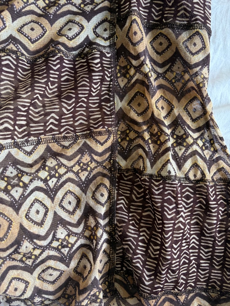 Vintage Y2K brown boho cami with o ring halter neck and beaded detail
