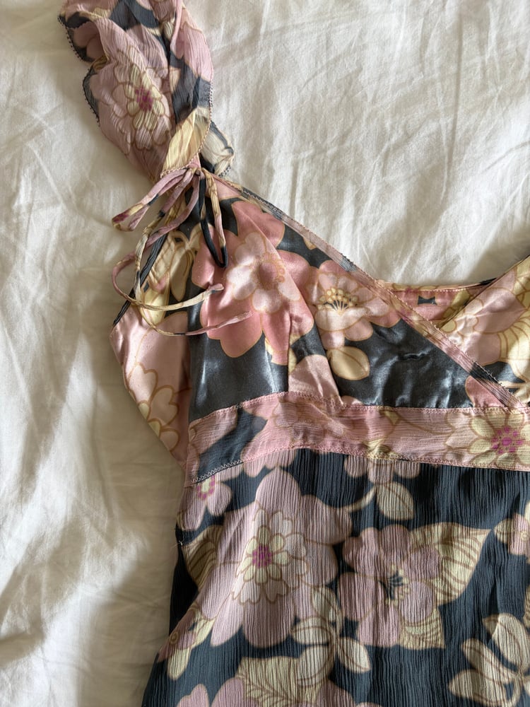 Vintage Y2K rare silk asymmetrical hem floral fairy cami