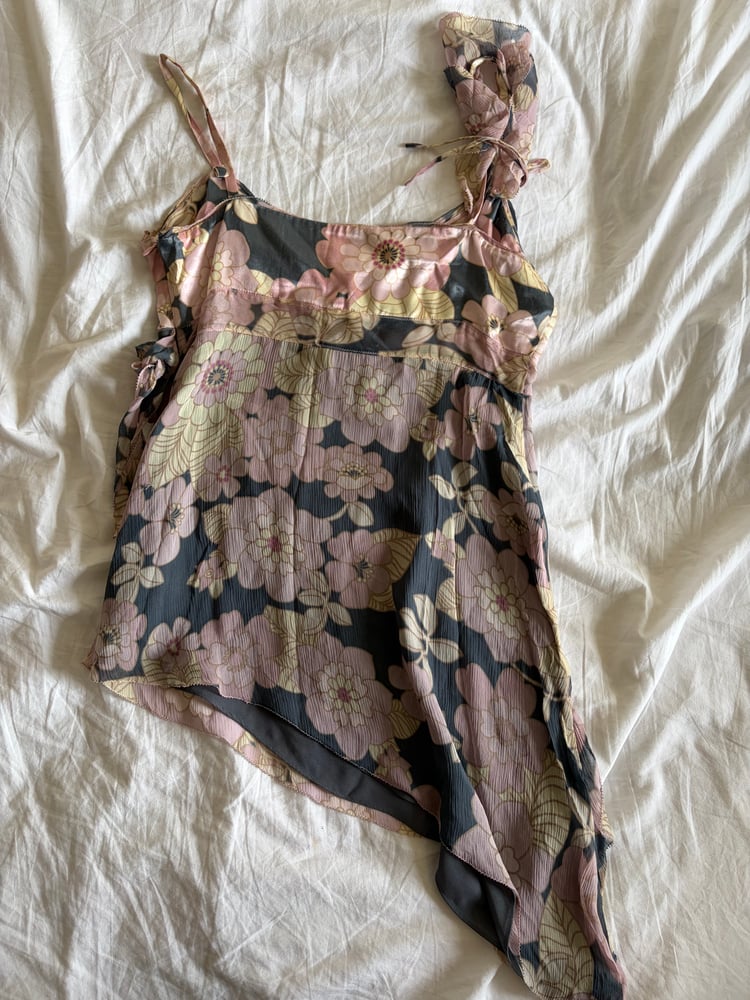 Vintage Y2K rare silk asymmetrical hem floral fairy cami