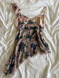 Vintage Y2K rare silk asymmetrical hem floral fairy cami