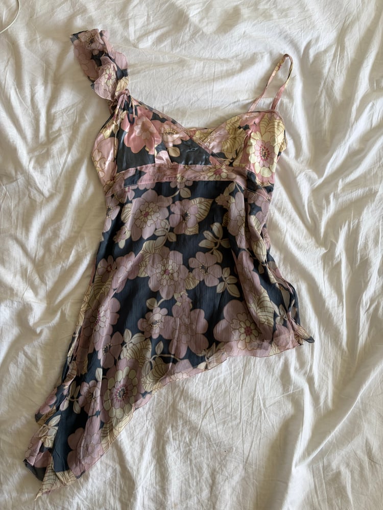 Vintage Y2K rare silk asymmetrical hem floral fairy cami