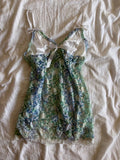 Vintage Y2K green and blue mermaid lace babydoll cami with ribbon detail