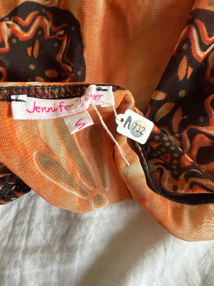 Vintage Y2K Orange and brown boho halter neck with embellishment