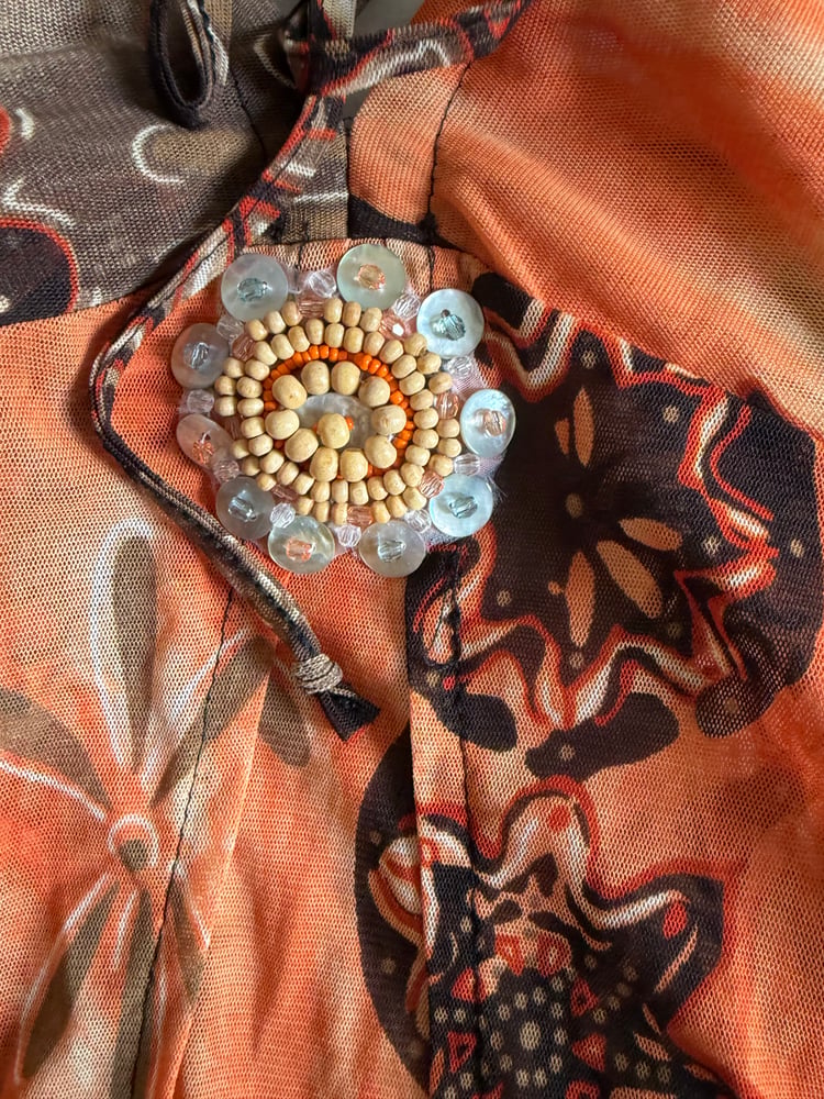 Vintage Y2K Orange and brown boho halter neck with embellishment