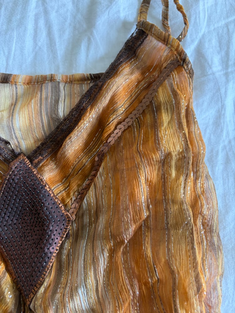 Vintage Y2K asymmetrical hem boho cami with sparkle detail and sequin detail on bust