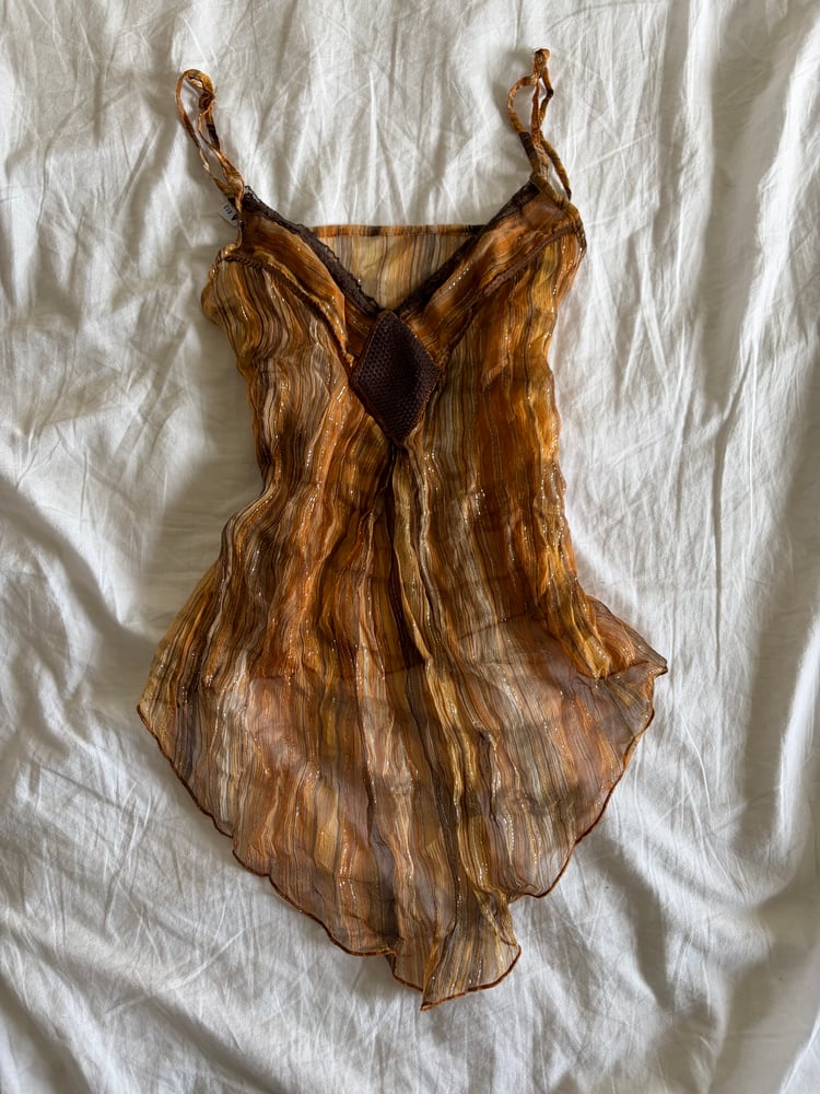 Vintage Y2K asymmetrical hem boho cami with sparkle detail and sequin detail on bust