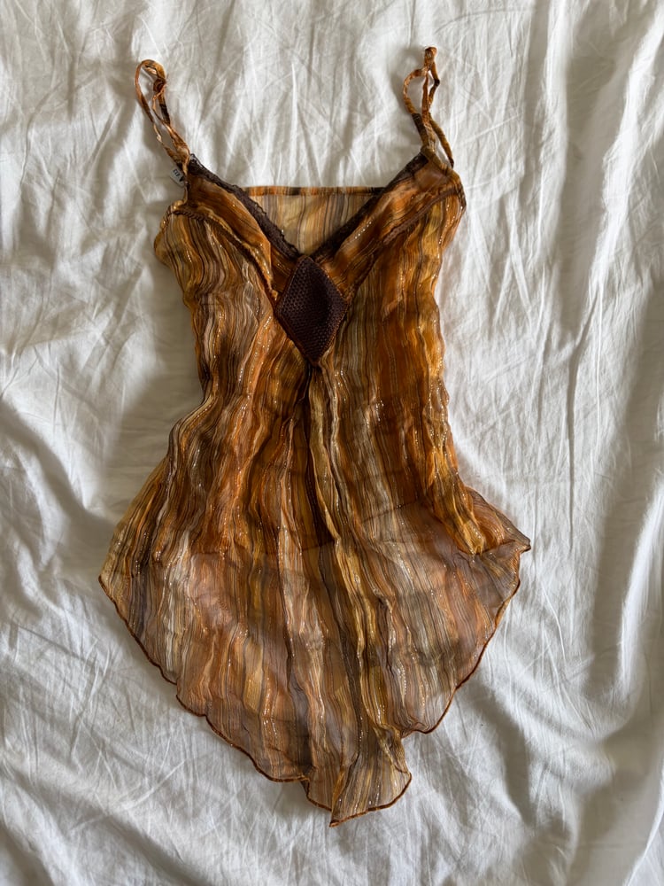 Vintage Y2K asymmetrical hem boho cami with sparkle detail and sequin detail on bust
