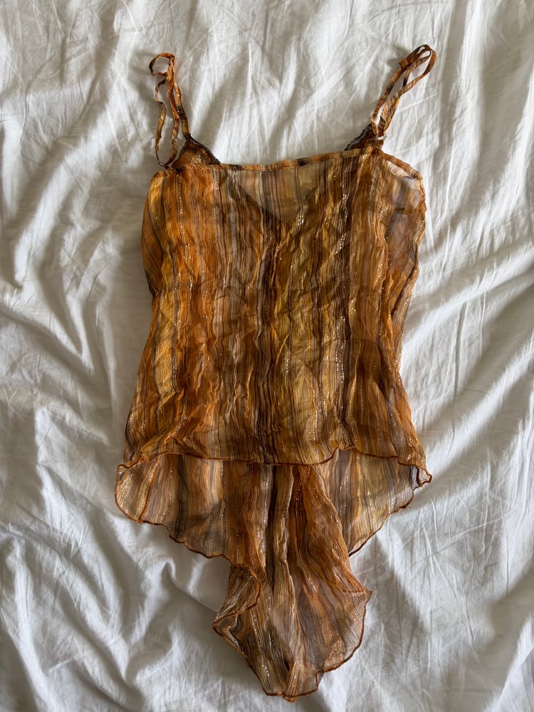Vintage Y2K asymmetrical hem boho cami with sparkle detail and sequin detail on bust