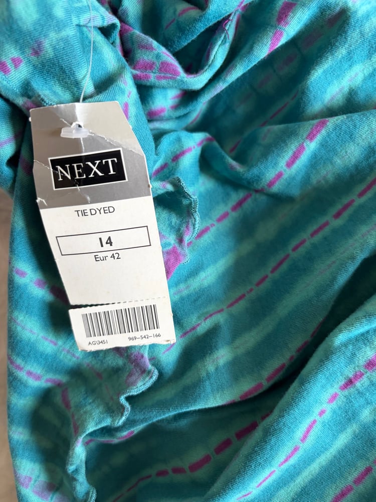 Vintage Y2K blue and purple tie dye halterneck cami with embellishment on neckline
