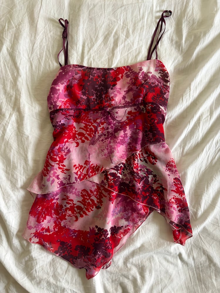 Vintage Y2K Mexx layered asymmetrical floral cami