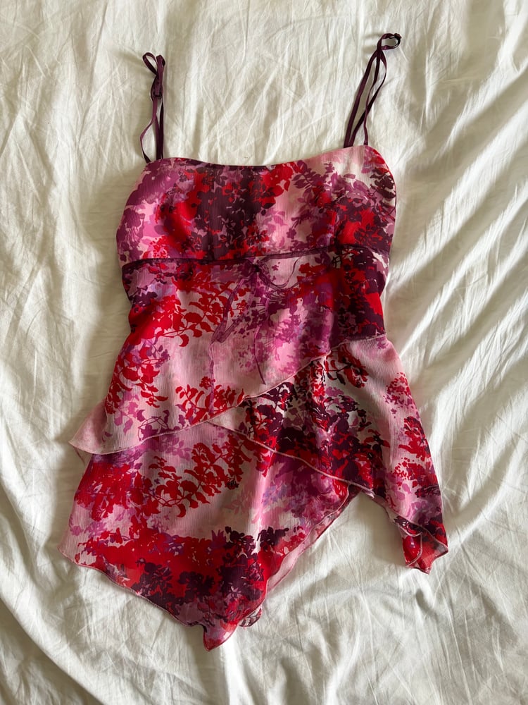 Vintage Y2K Mexx layered asymmetrical floral cami