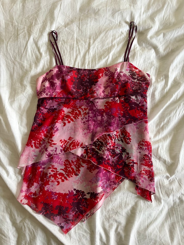 Vintage Y2K Mexx layered asymmetrical floral cami