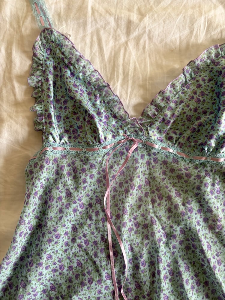 Vintage Y2K rare 2003 Victoria’s Secret turquoise floral babydoll cami