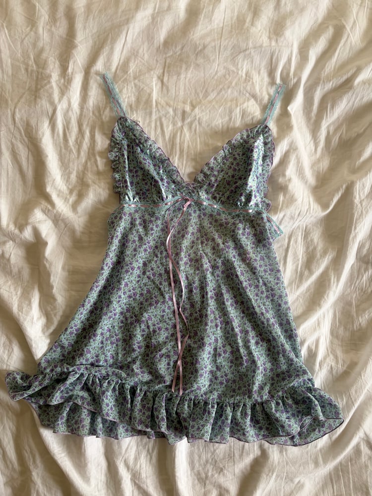 Vintage Y2K rare 2003 Victoria’s Secret turquoise floral babydoll cami