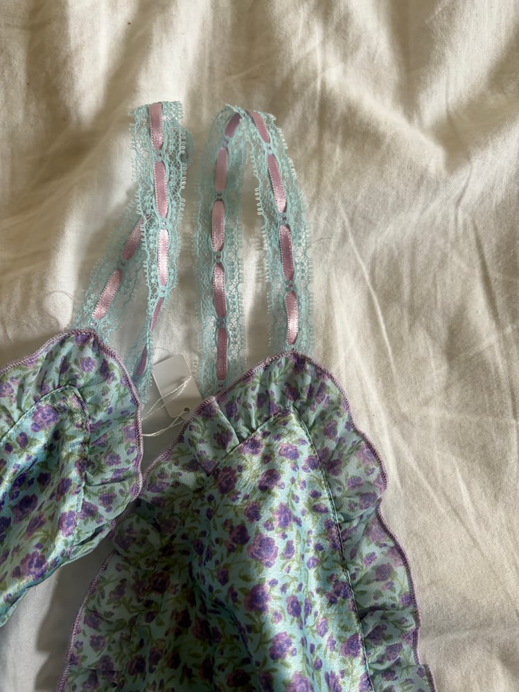 Vintage Y2K rare 2003 Victoria’s Secret turquoise floral babydoll cami