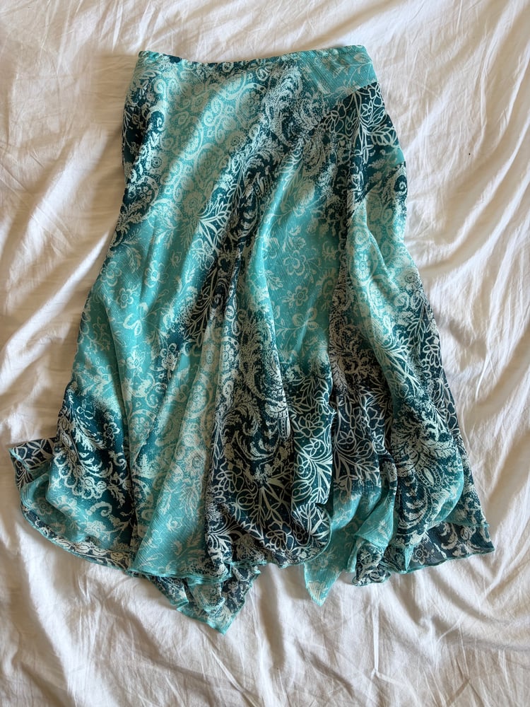 Vintage Y2K blue floral mermaid floaty maxi skirt