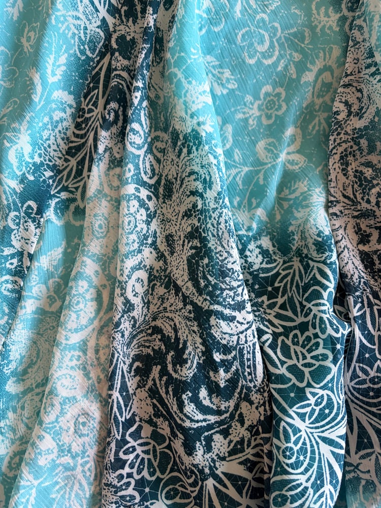 Vintage Y2K blue floral mermaid floaty maxi skirt