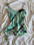 Vintage Y2K blue striped silk ruffle Zara Larsson style cami