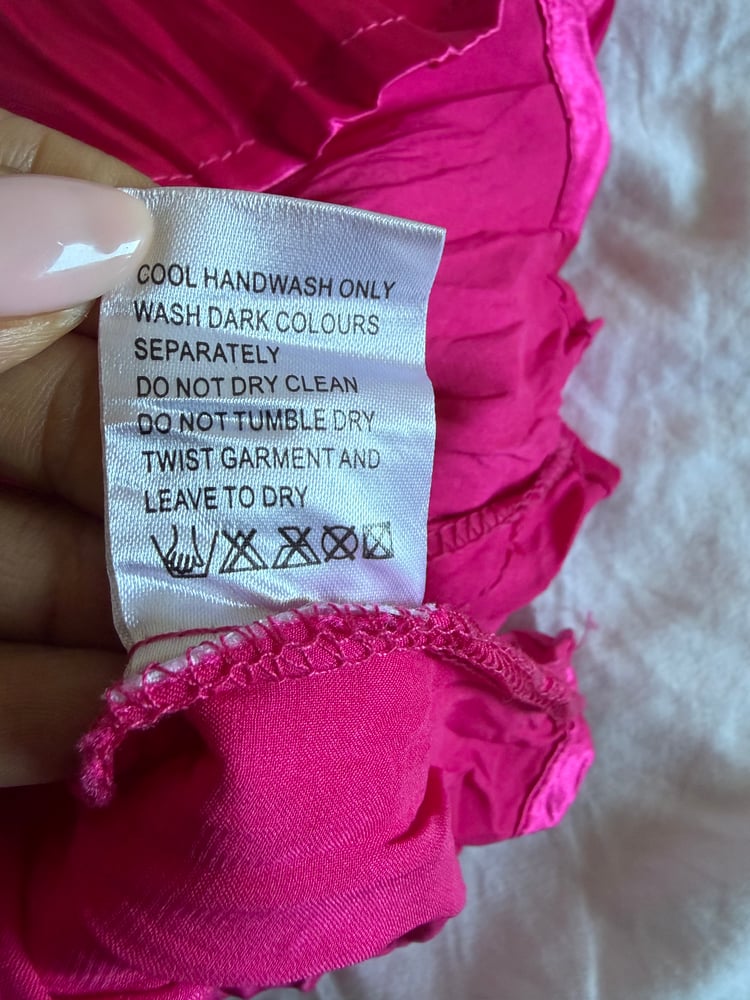 Vintage Y2K hot pink sequin and beaded crinkle cami top