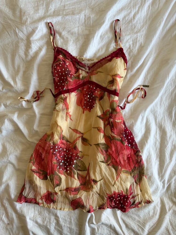 Vintage Y2K floral and sequin tie back cami