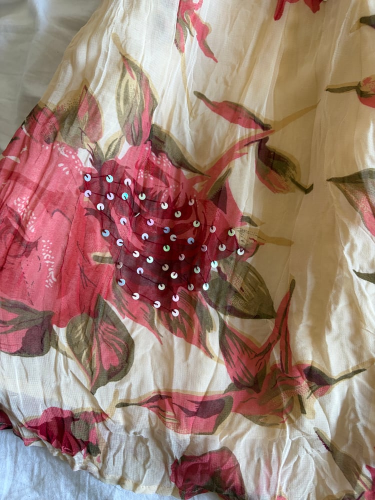 Vintage Y2K floral and sequin tie back cami