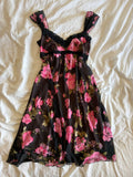 Vintage Y2K Morgan de Toi black floral dress with polka dots on cups