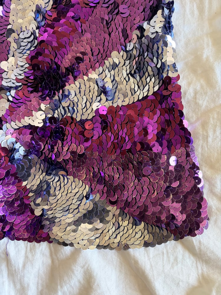 Vintage Y2K purple and silver sequin crochet cami