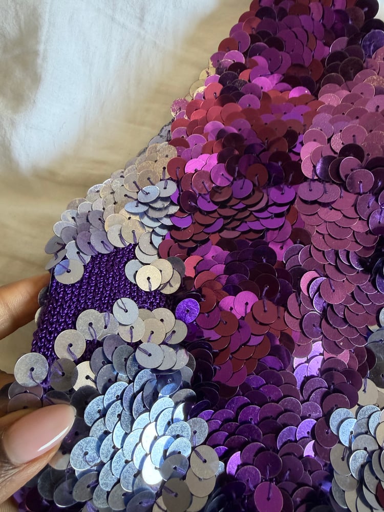 Vintage Y2K purple and silver sequin crochet cami