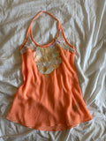Vintage Y2K Guess orange sequin floaty halterneck cami