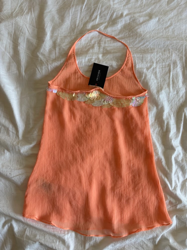 Vintage Y2K Guess orange sequin floaty halterneck cami