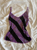 Vintage Y2K purple and black iridescent sequin crochet cami
