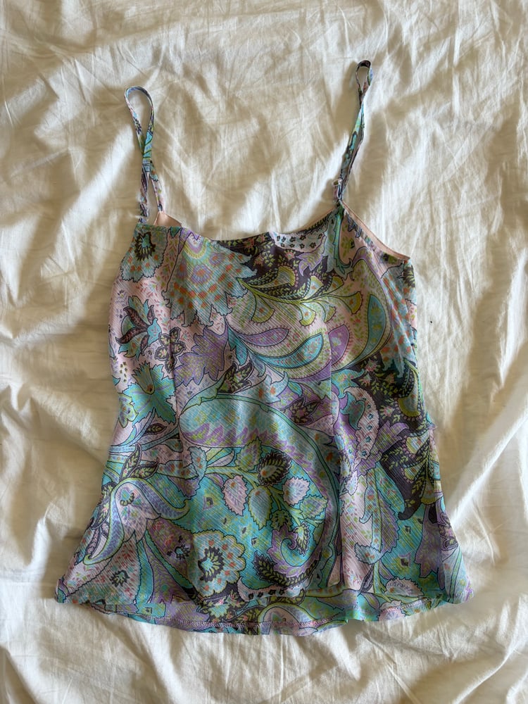 Vintage Y2K pastel paisley ruched bust cami