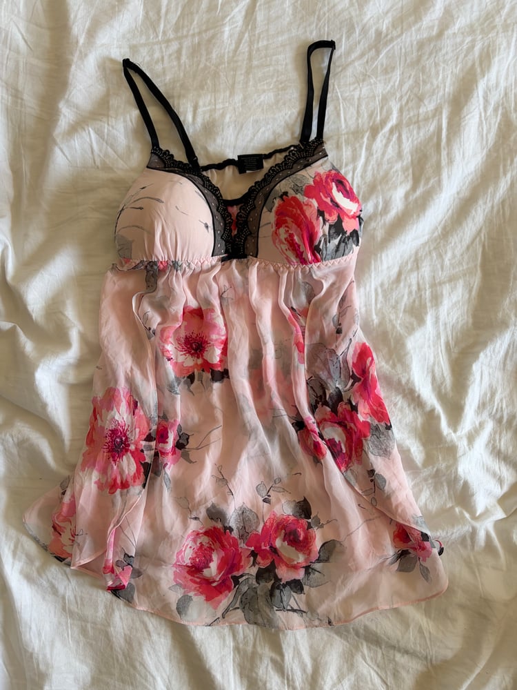 Vintage Y2K floral baby pink floaty babydoll cami