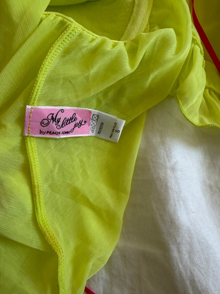 Vintage Y2K deadstock neon baby doll cami with pink bows and detailing