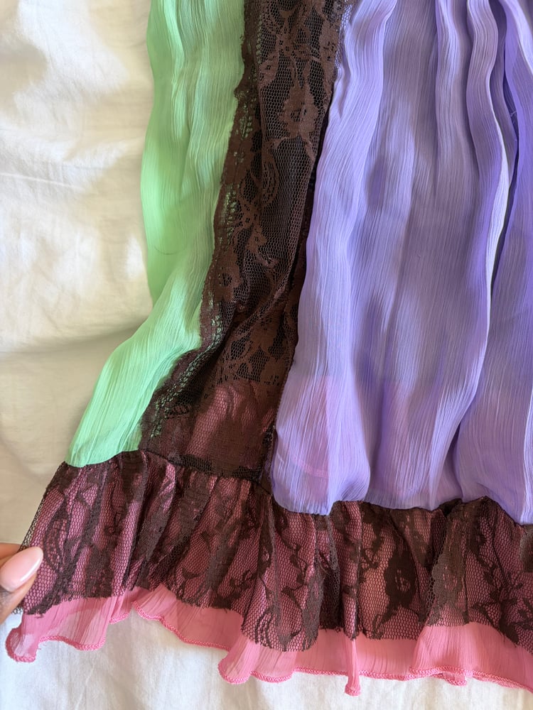 Vintage Y2K patchwork forest fairy sequin baby doll style cami
