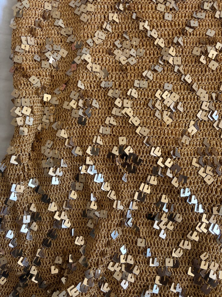Vintage Y2K gold sequin crochet top