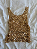 Vintage Y2K gold sequin crochet top