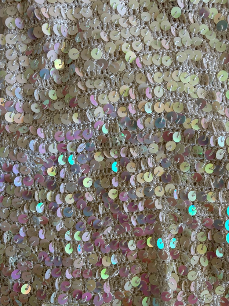Vintage Y2K iridescent cream sequin crochet cami