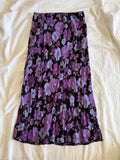 Vintage 1990s black and purple floral midi skirt