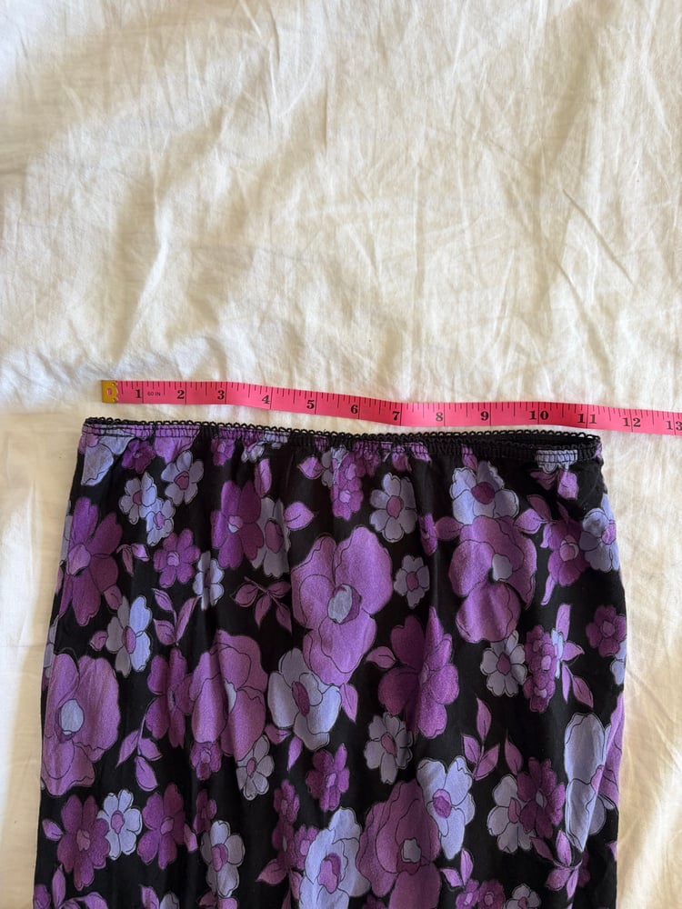 Vintage 1990s black and purple floral midi skirt