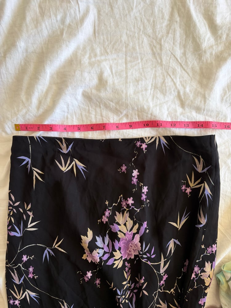 Vintage Y2K black and purple floral floaty skirt