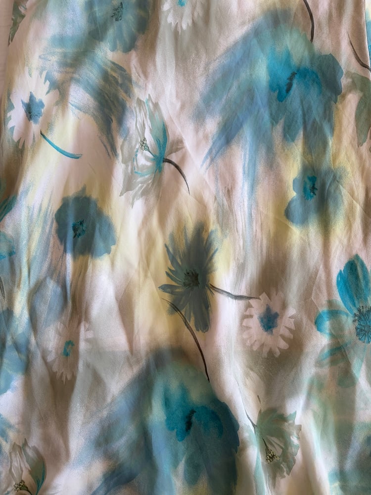 Vintage Y2K watercolour floral floaty maxi skirt with blues and yellows