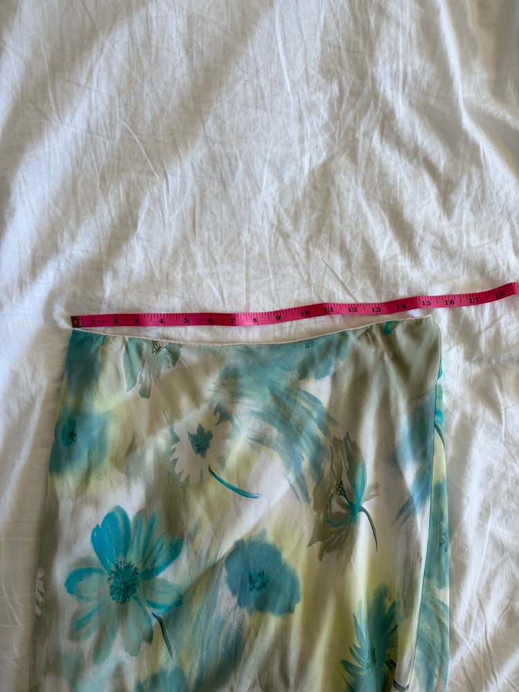 Vintage Y2K watercolour floral floaty maxi skirt with blues and yellows